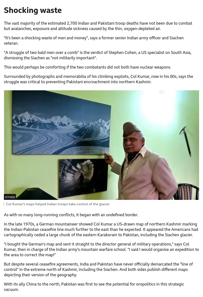 BBC News - Siachen dispute: India and Pakistan’s glacial fight